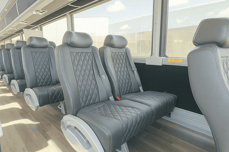 interior of Lafayette Shuttle Bus Rentals charter bus